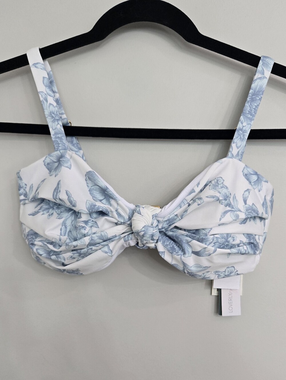 Hermoza Sabina Knot Bikini Top Daylight Saunter Floral Blue Size 4